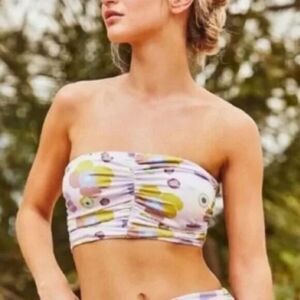 NEW Free People x Beth Richards delray 70’s floral bikini‎ top, purple, size XS